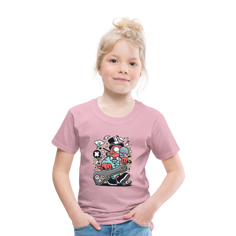 Maglietta Premium per bambini | Spreadshirt | Bird Guitarist - rosa chiaro