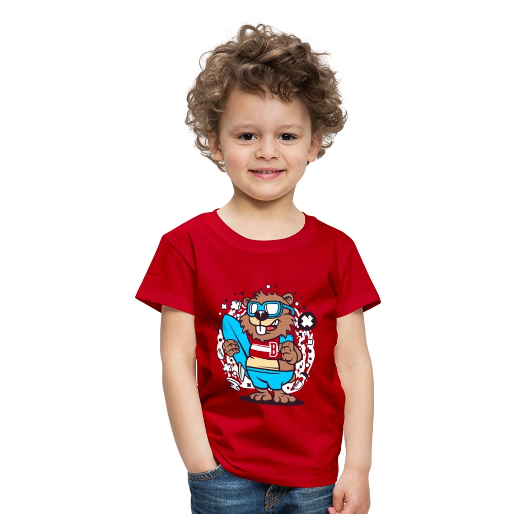 Maglietta Premium per bambini | Spreadshirt | Beaver Surfing - rosso