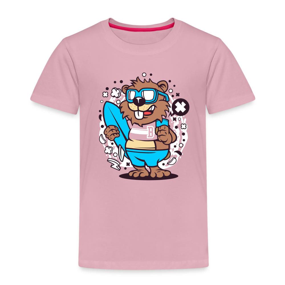 Maglietta Premium per bambini | Spreadshirt | Beaver Surfing - rosa chiaro