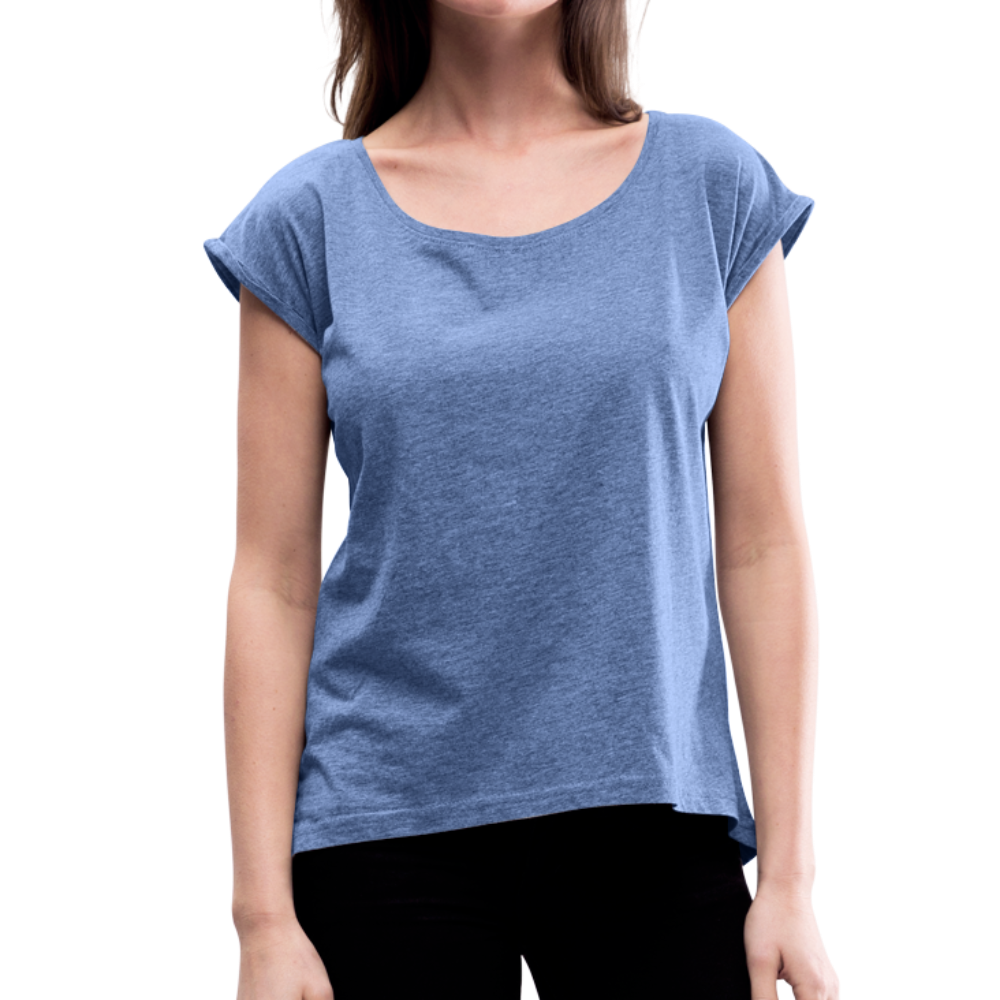 Maglietta da donna con maniche a risvolto | Spreadshirt - tessuto denim melange