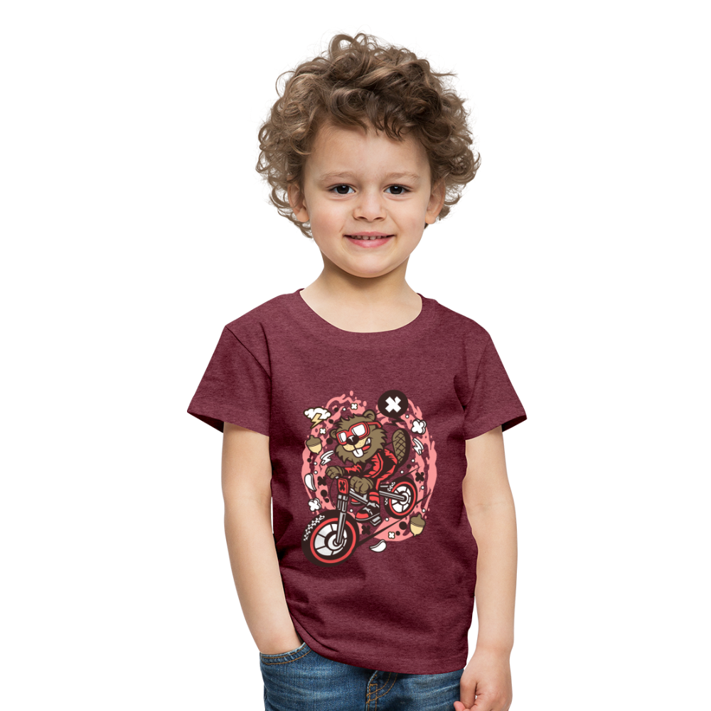 Maglietta Premium per bambini | Spreadshirt | Beaver Downhill - rosso bordeaux melange