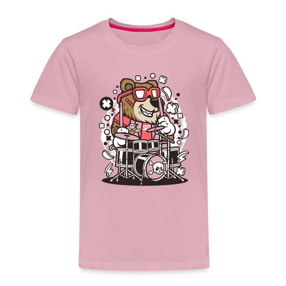 Maglietta Premium per bambini | Spreadshirt | Bear Drummer - rosa chiaro