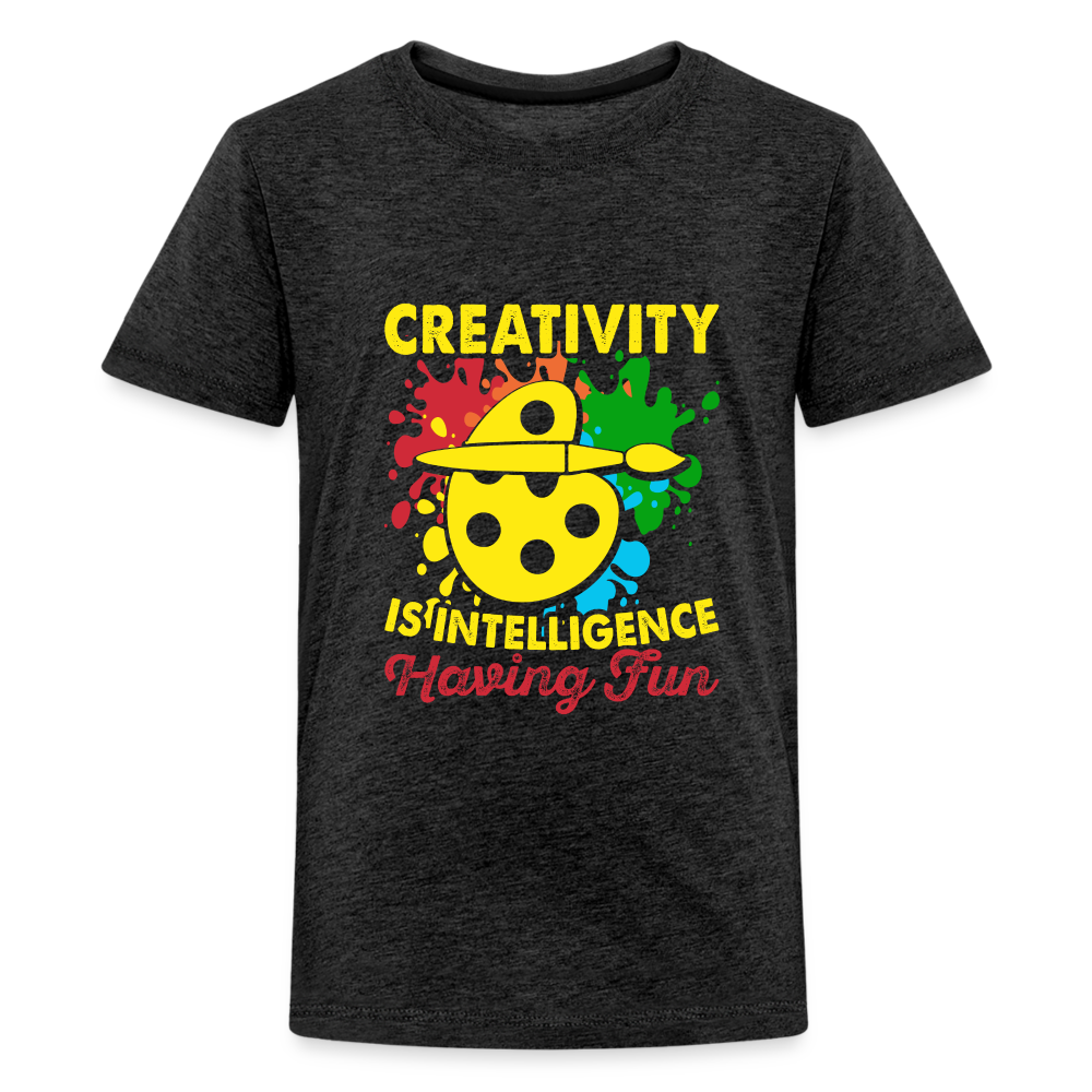 Maglietta Premium per ragazzi | Spreadshirt | Creativity is Intelligence Having Fun - antracite