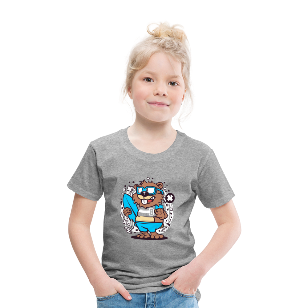 Maglietta Premium per bambini | Spreadshirt | Beaver Surfing - grigio melange