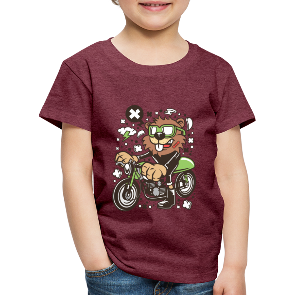 Maglietta Premium per bambini | Spreadshirt | Beaver Motorcycle - rosso bordeaux melange