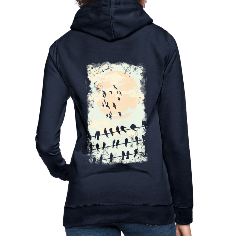 Felpa con cappuccio da donna | AWDis | Birds Sunrise - blu scuro