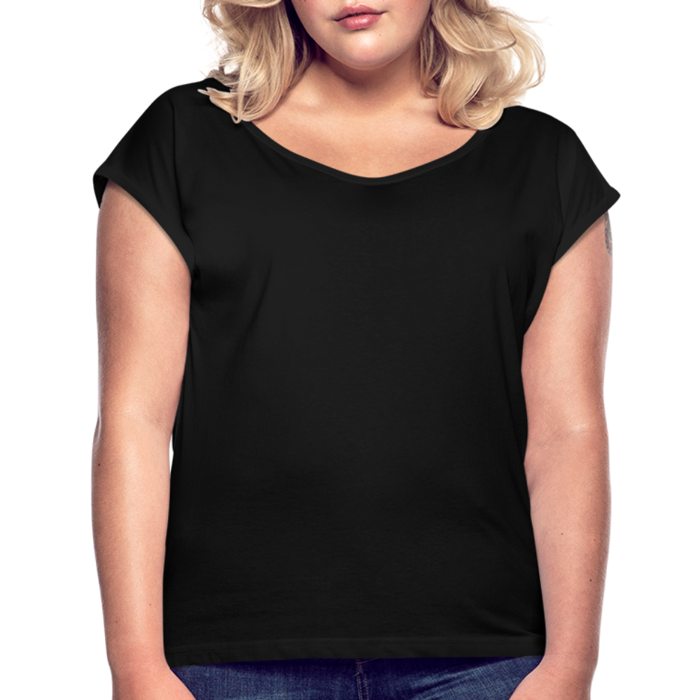 Maglietta da donna con maniche a risvolto | Spreadshirt - nero