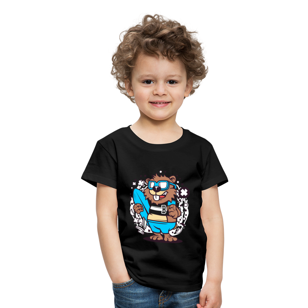 Maglietta Premium per bambini | Spreadshirt | Beaver Surfing - nero