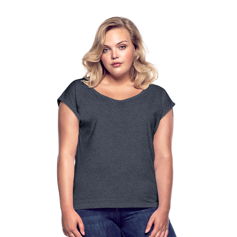 Maglietta da donna con maniche a risvolto | Spreadshirt - navy melange