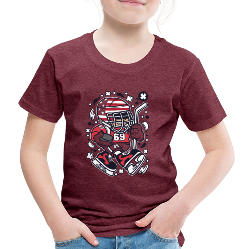 Maglietta Premium per bambini | Spreadshirt | American Hockey Kid - rosso bordeaux melange