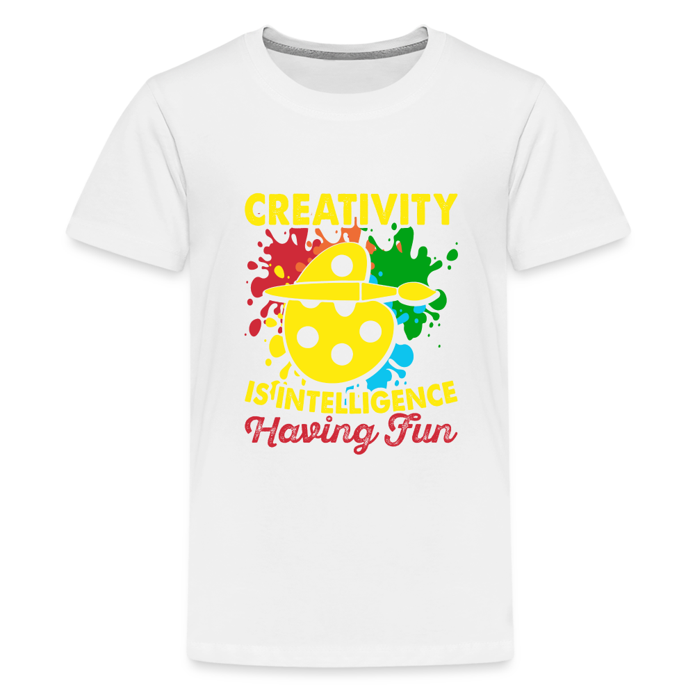 Maglietta Premium per ragazzi | Spreadshirt | Creativity is Intelligence Having Fun - bianco