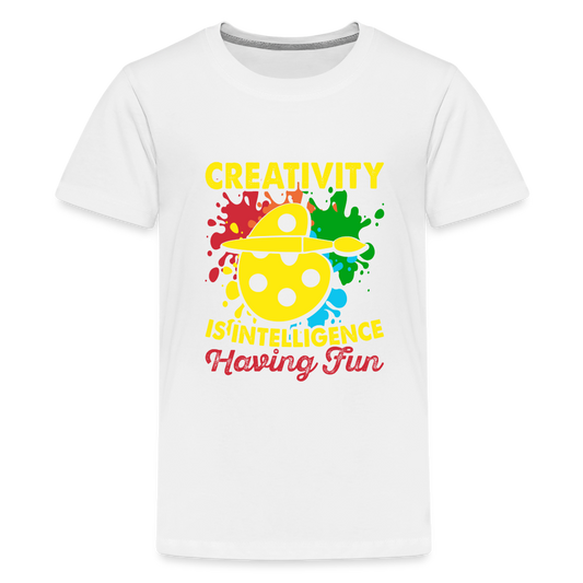 Maglietta Premium per ragazzi | Spreadshirt | Creativity is Intelligence Having Fun - bianco