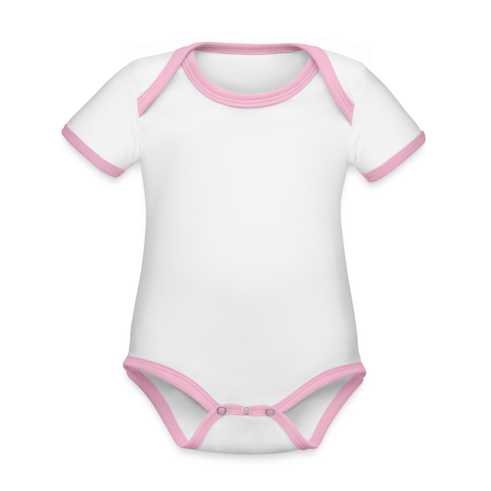 Body da neonato a manica corta, ecologico e in contrasto cromatico | Spreadshirt - bianco/rosa