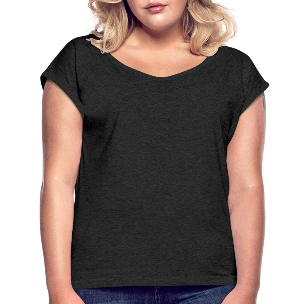 Maglietta da donna con maniche a risvolto | Spreadshirt - nero pepato