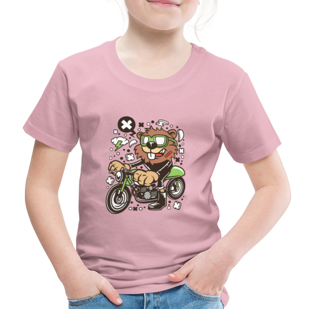 Maglietta Premium per bambini | Spreadshirt | Beaver Motorcycle - rosa chiaro