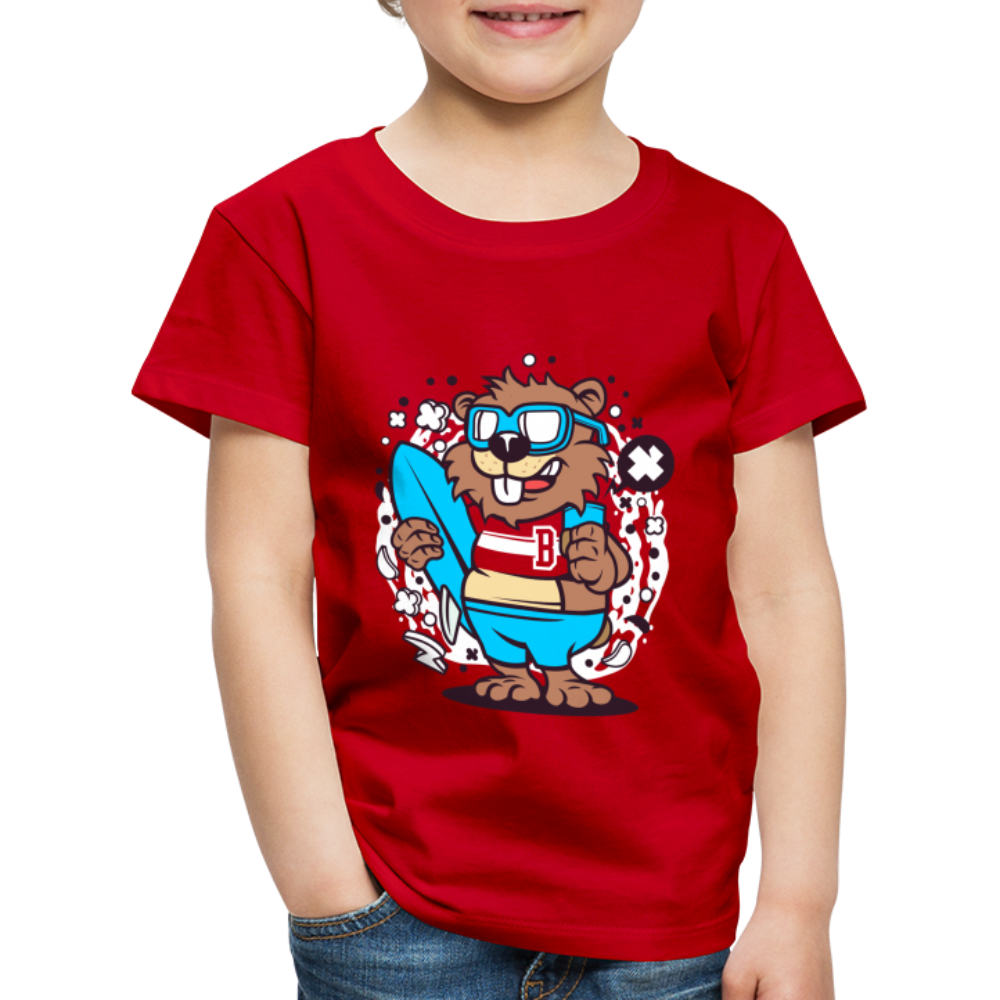 Maglietta Premium per bambini | Spreadshirt | Beaver Surfing - rosso