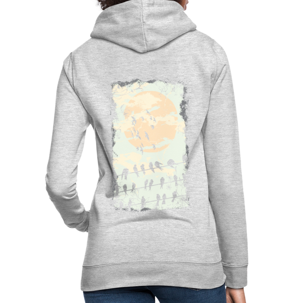 Felpa con cappuccio da donna | AWDis | Birds Sunrise - grigio chiaro melange