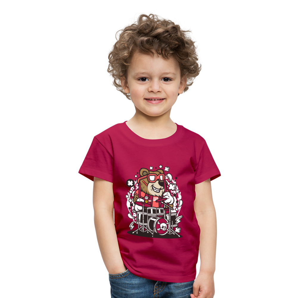 Maglietta Premium per bambini | Spreadshirt | Bear Drummer - Borgogna