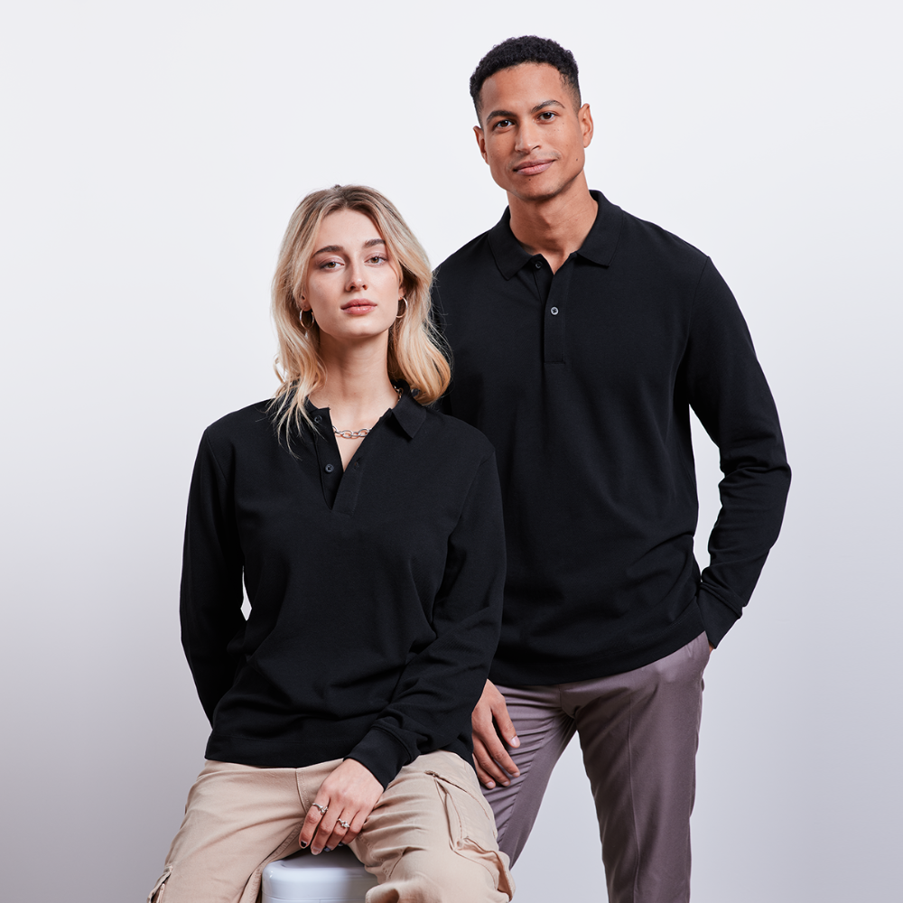 Polo a manica lunga ecologica unisex PREPSTER | Stanley Stella - nero