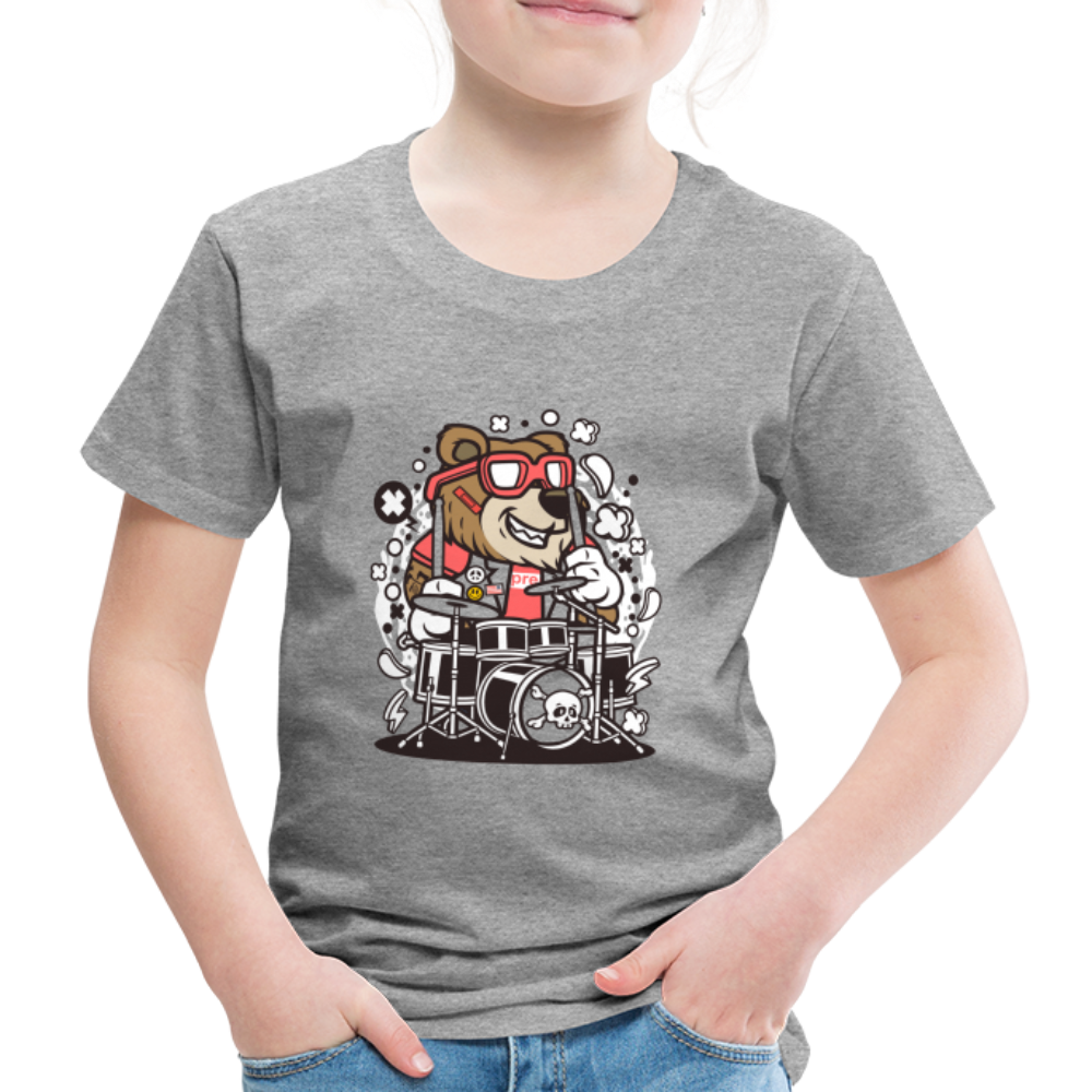 Maglietta Premium per bambini | Spreadshirt | Bear Drummer - grigio melange