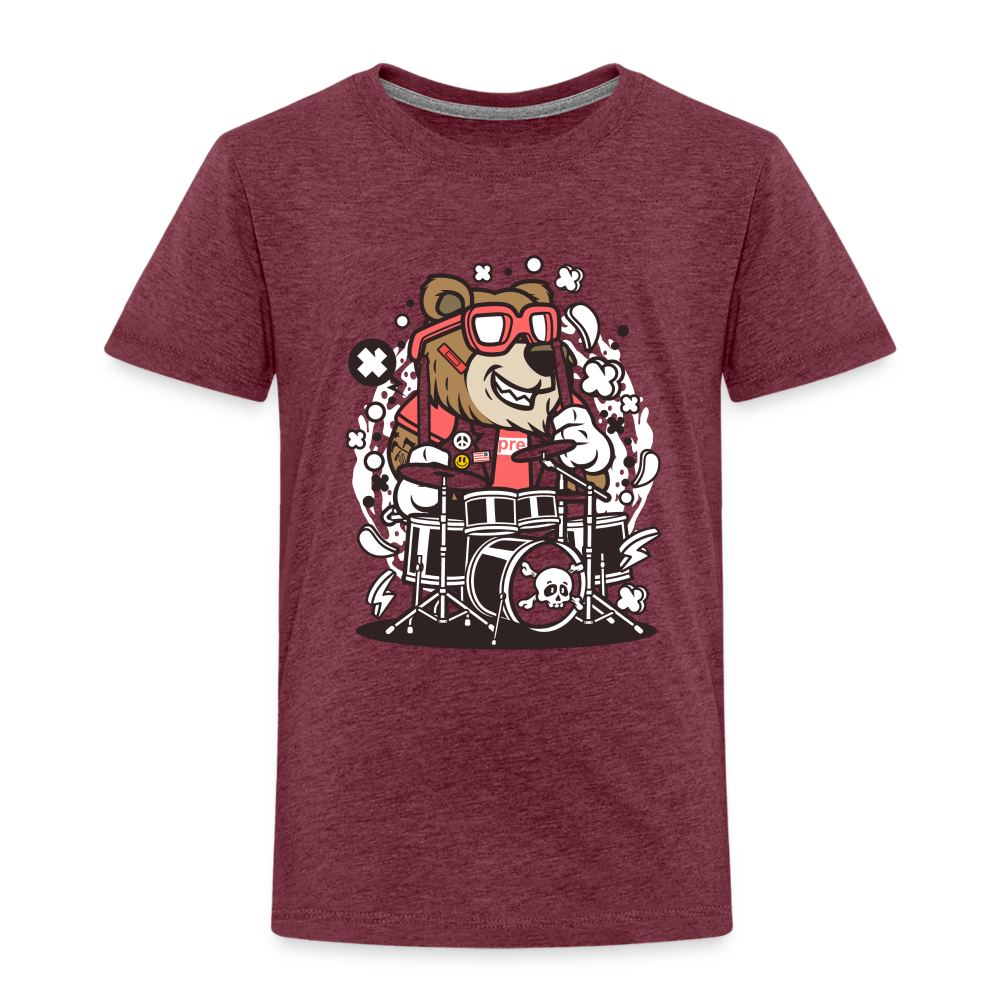 Maglietta Premium per bambini | Spreadshirt | Bear Drummer - rosso bordeaux melange