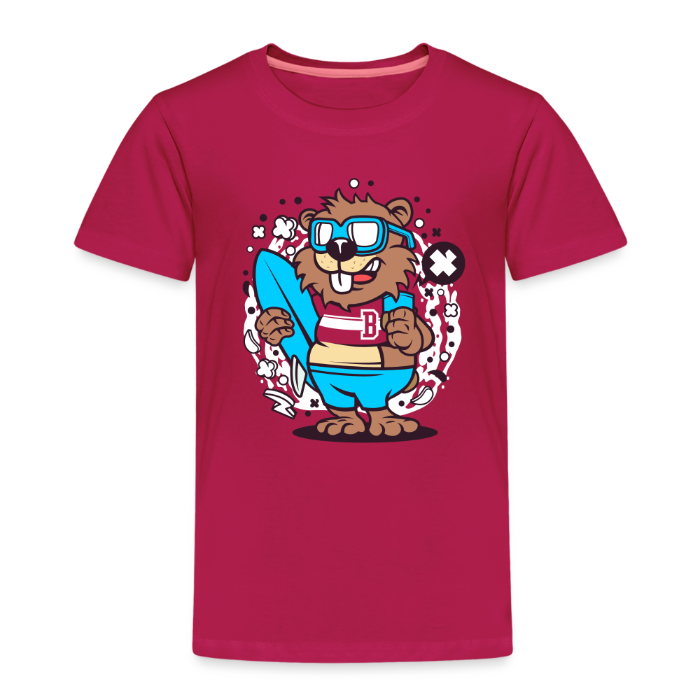 Maglietta Premium per bambini | Spreadshirt | Beaver Surfing - Borgogna