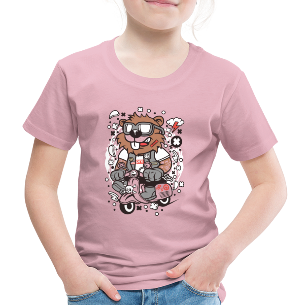 Maglietta Premium per bambini | Spreadshirt | Beaver Scooterist - rosa chiaro