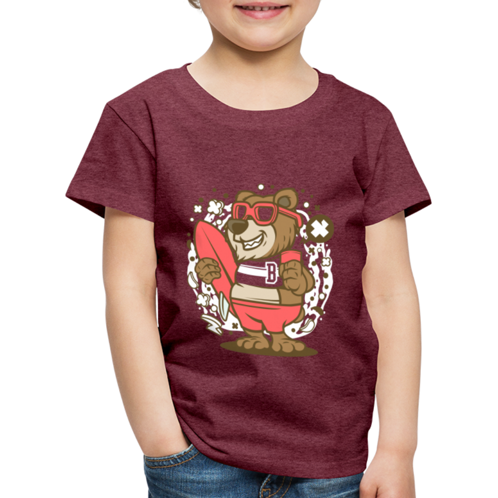 Maglietta Premium per bambini | Spreadshirt | Bear Surfing - rosso bordeaux melange