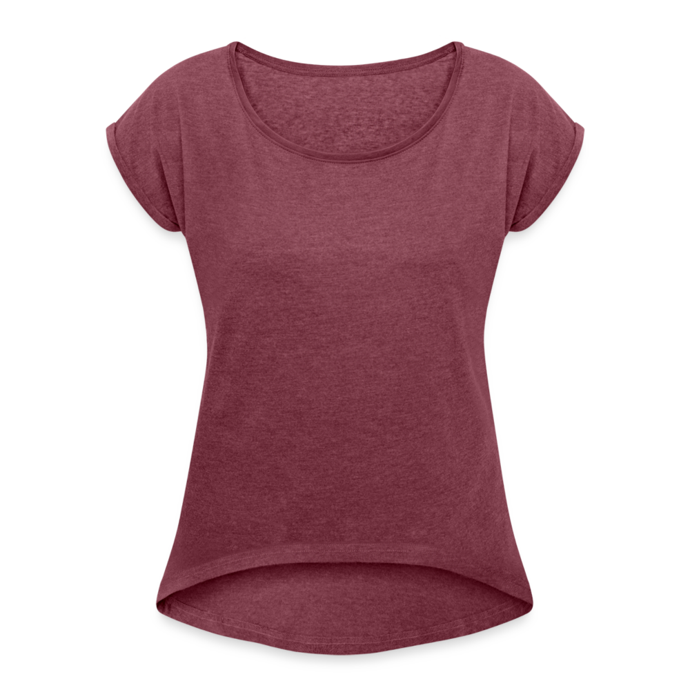 Maglietta da donna con maniche a risvolto | Spreadshirt - rosso bordeaux melange