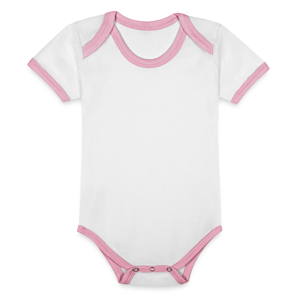 Body da neonato a manica corta, ecologico e in contrasto cromatico | Spreadshirt - bianco/rosa