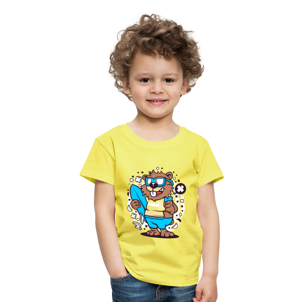 Maglietta Premium per bambini | Spreadshirt | Beaver Surfing - giallo