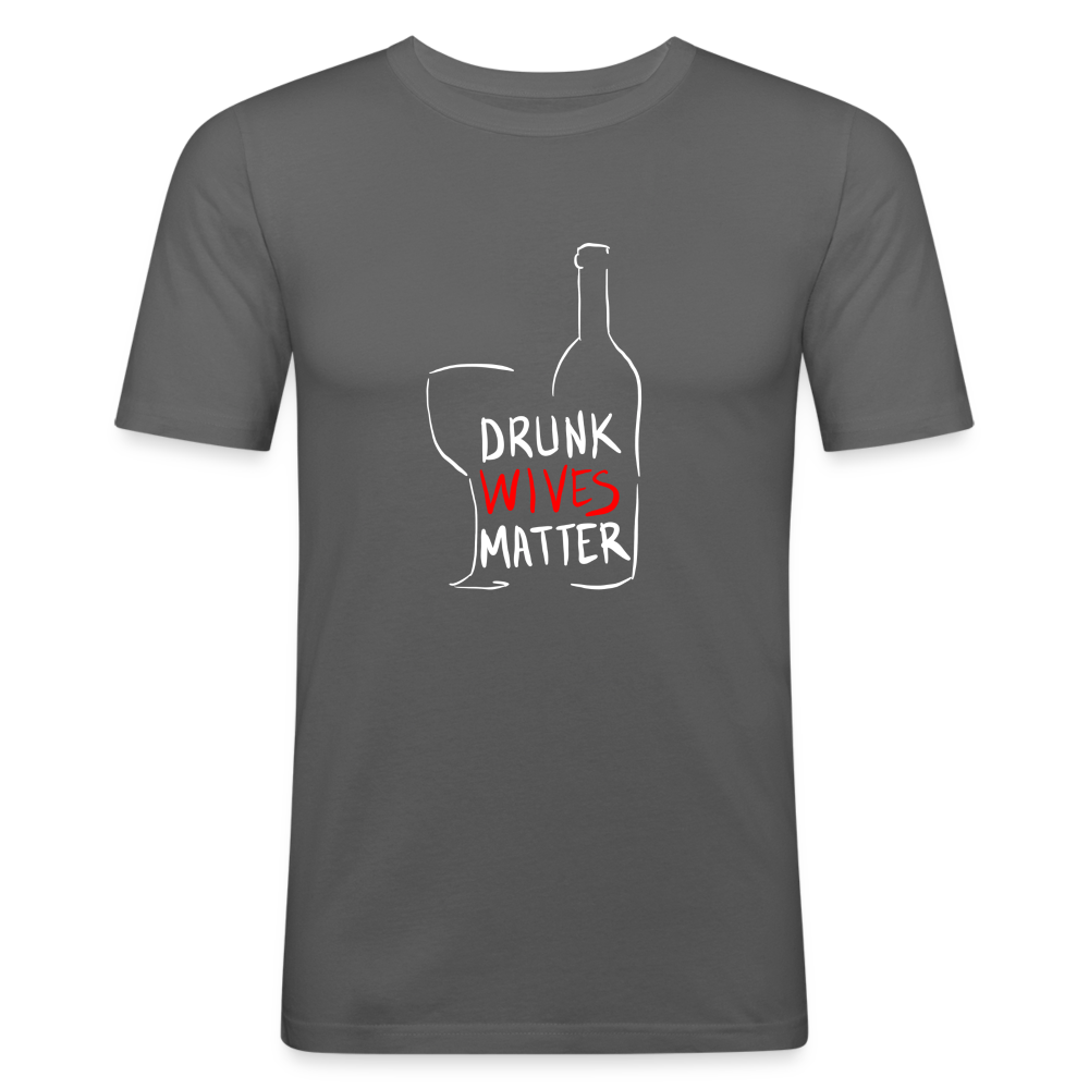 Maglietta aderente da uomo | Stedman | Drunk Wives Matter - grigio grafite