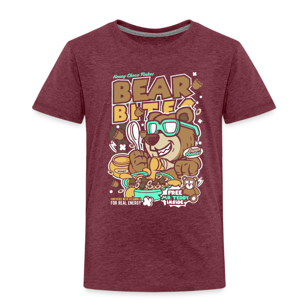 Maglietta Premium per bambini | Spreadshirt | Bear Bites - rosso bordeaux melange