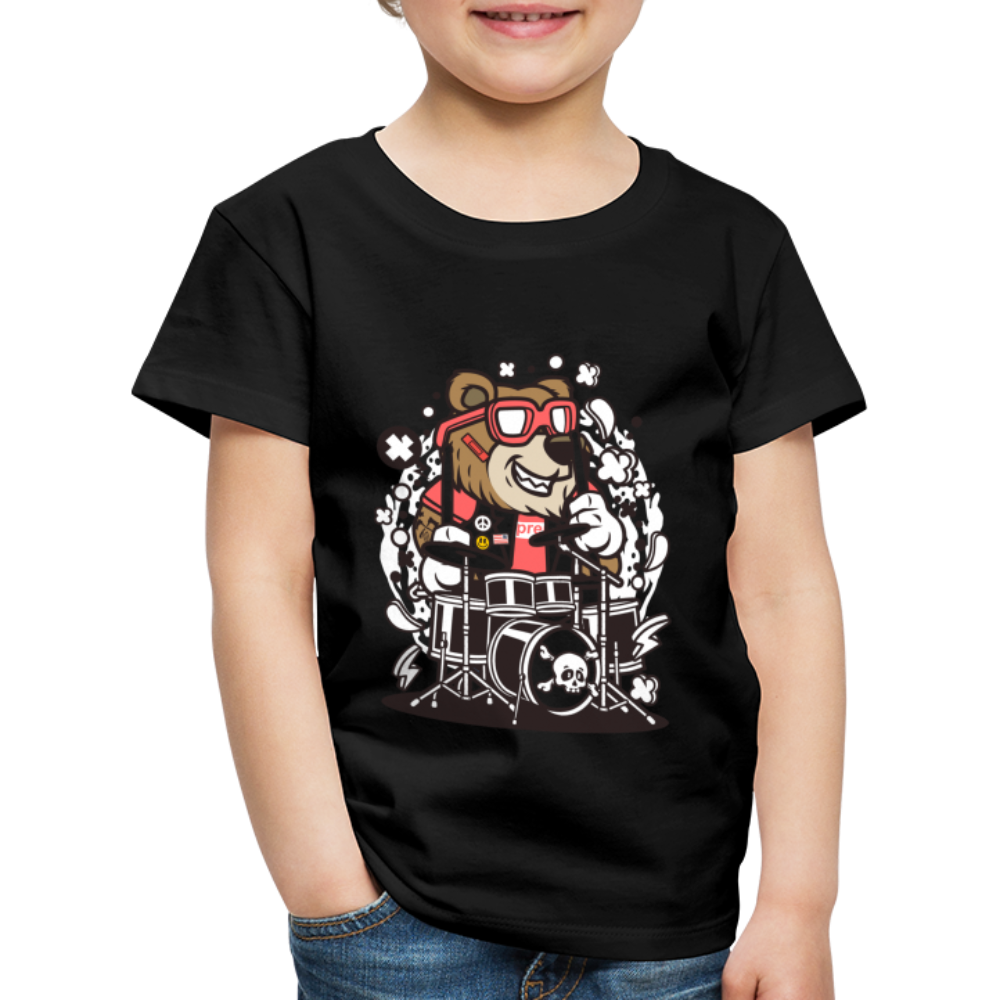 Maglietta Premium per bambini | Spreadshirt | Bear Drummer - nero