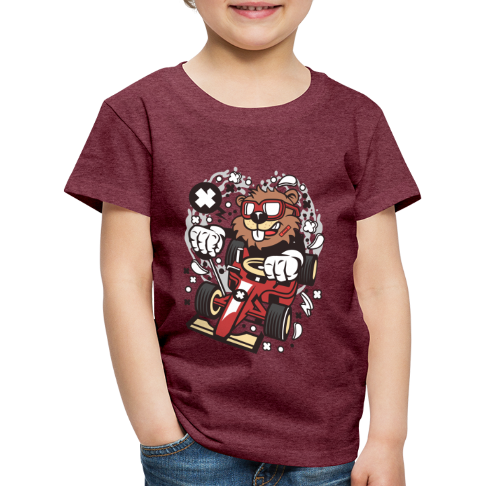 Maglietta Premium per bambini | Spreadshirt | Beaver Racer - rosso bordeaux melange