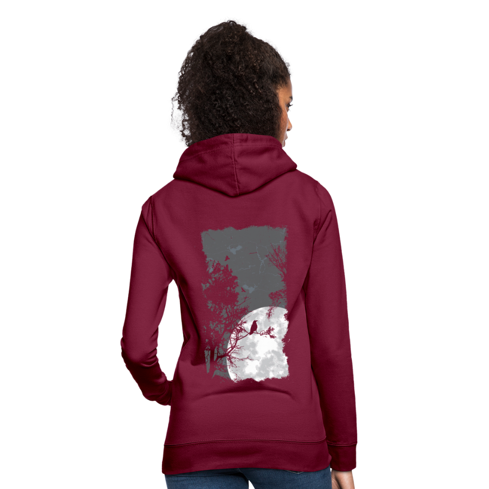 Felpa con cappuccio da donna | AWDis | Bird Moon - rosso bordeaux