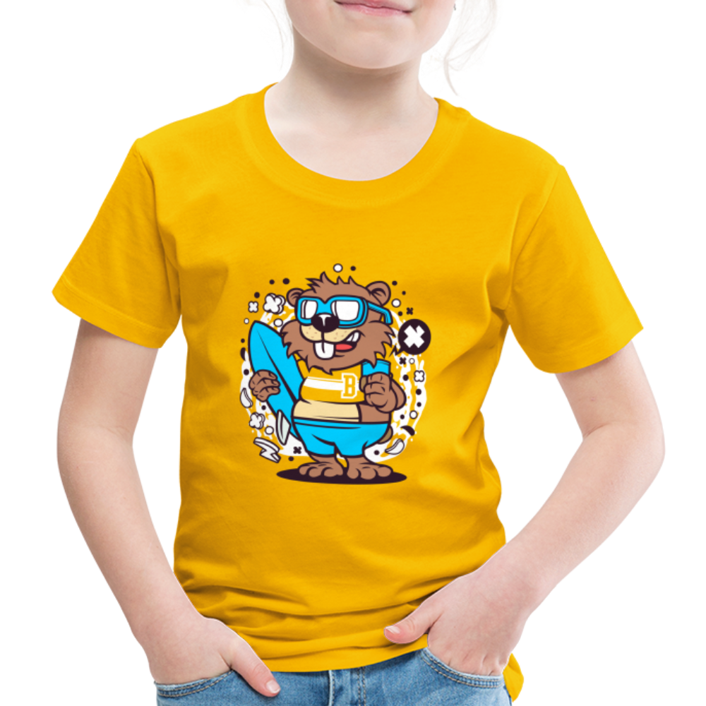 Maglietta Premium per bambini | Spreadshirt | Beaver Surfing - giallo sole