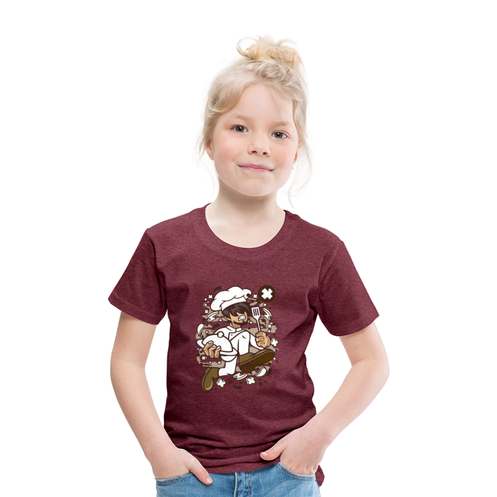 Maglietta Premium per bambini | Spreadshirt | Chef Running - rosso bordeaux melange