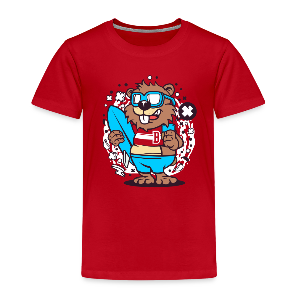 Maglietta Premium per bambini | Spreadshirt | Beaver Surfing - rosso