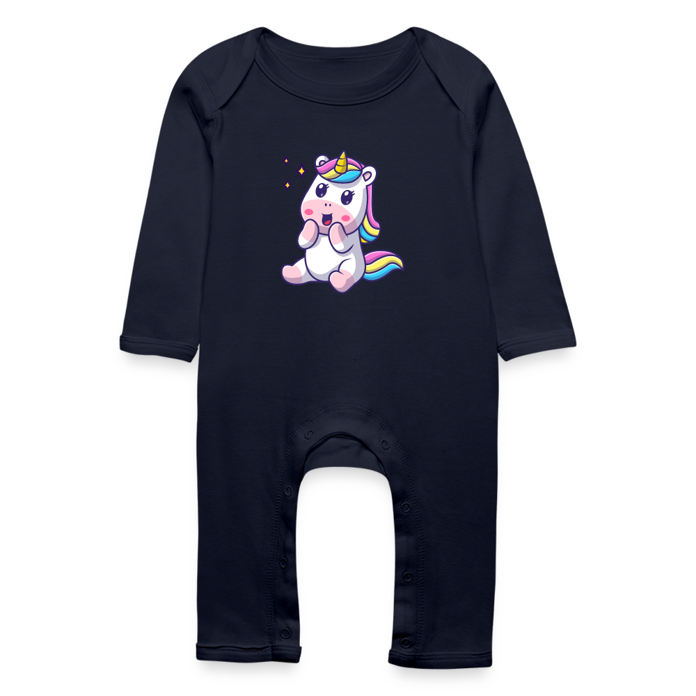 Tutina ecologica per neonato | BabyBugz | Unicorn - blu scuro