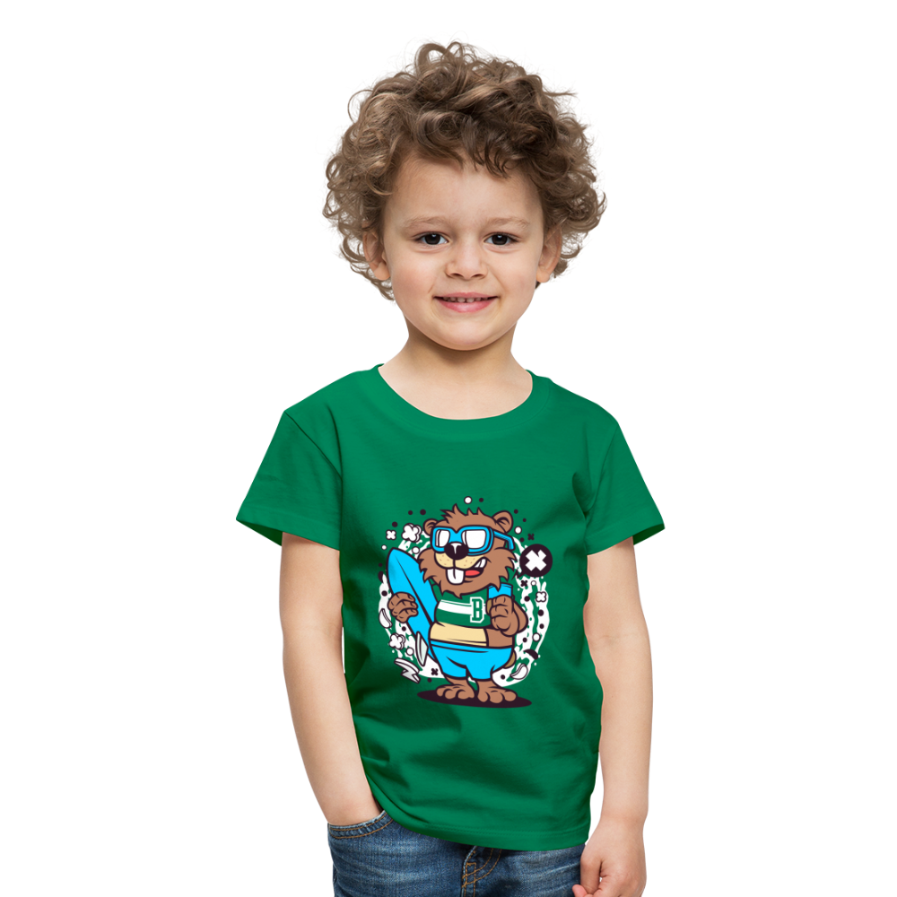 Maglietta Premium per bambini | Spreadshirt | Beaver Surfing - verde kelly