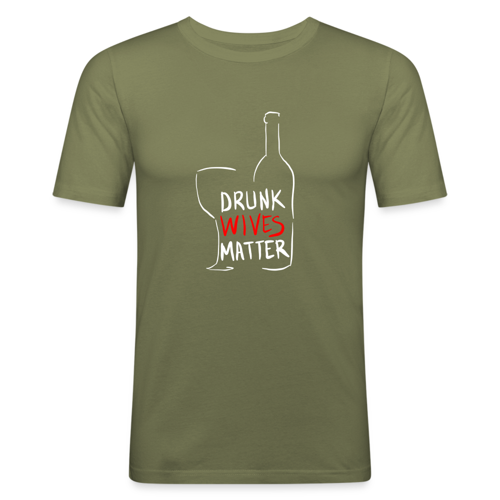 Maglietta aderente da uomo | Stedman | Drunk Wives Matter - verde kaki