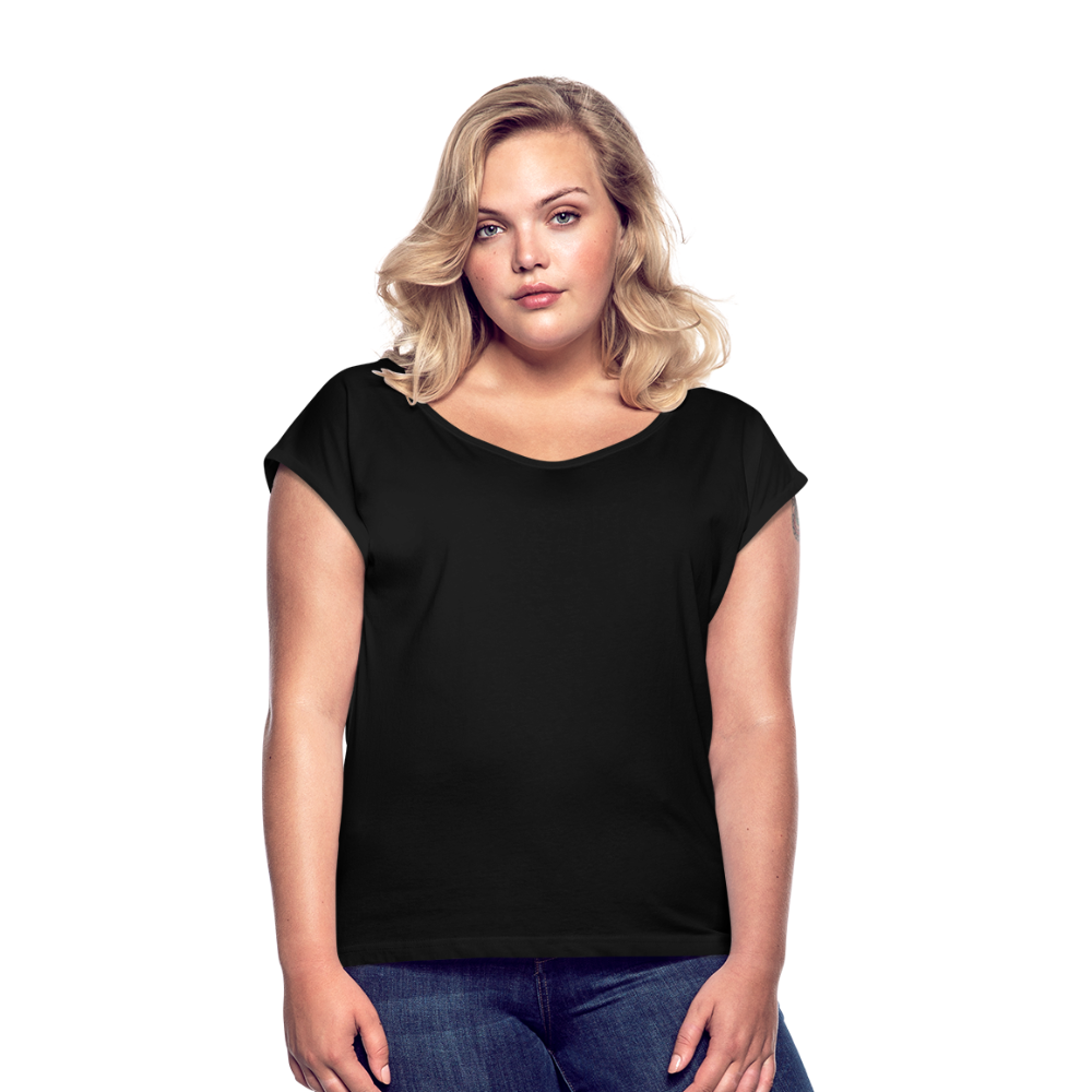 Maglietta da donna con maniche a risvolto | Spreadshirt - nero