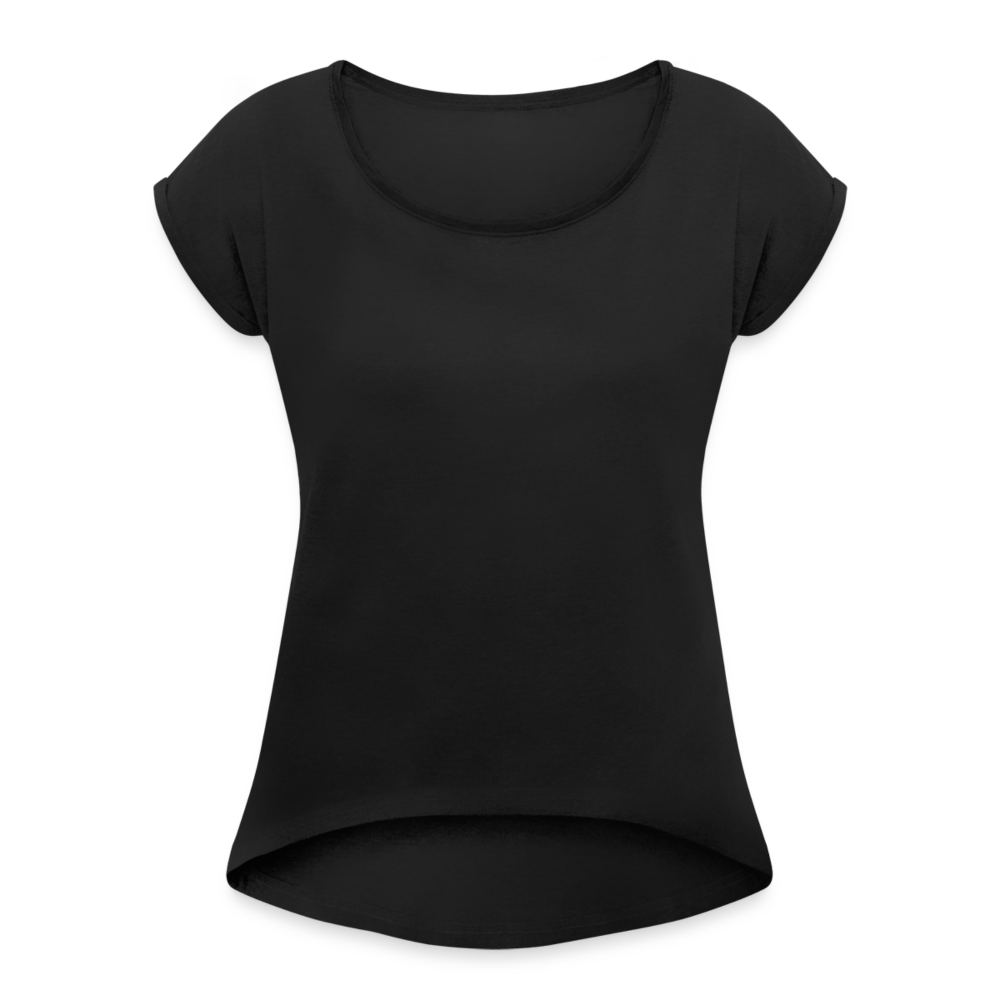 Maglietta da donna con maniche a risvolto | Spreadshirt - nero