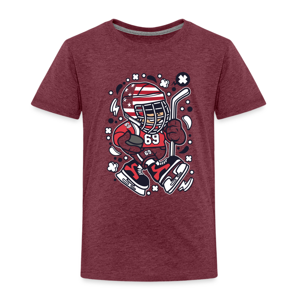 Maglietta Premium per bambini | Spreadshirt | American Hockey Kid - rosso bordeaux melange