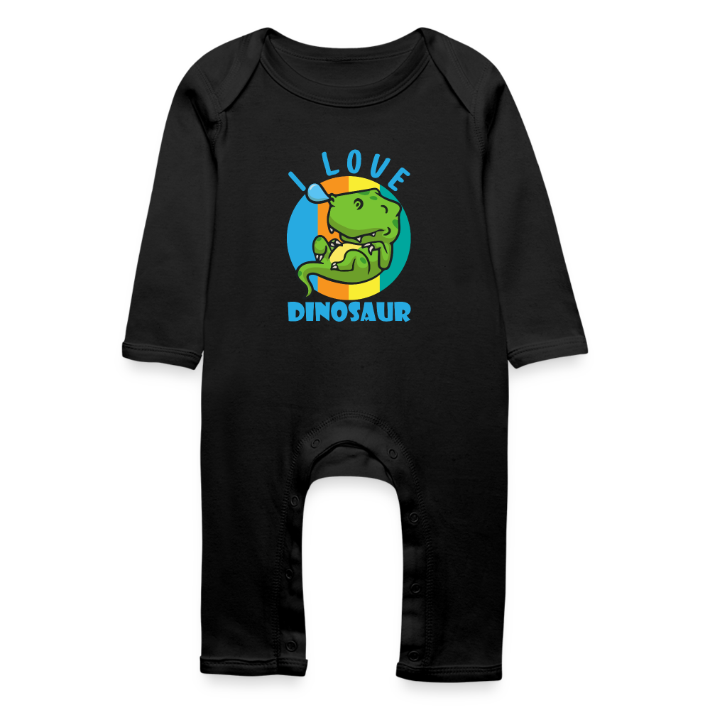 Tutina ecologica per neonato | BabyBugz | I Love Dinosaur - nero