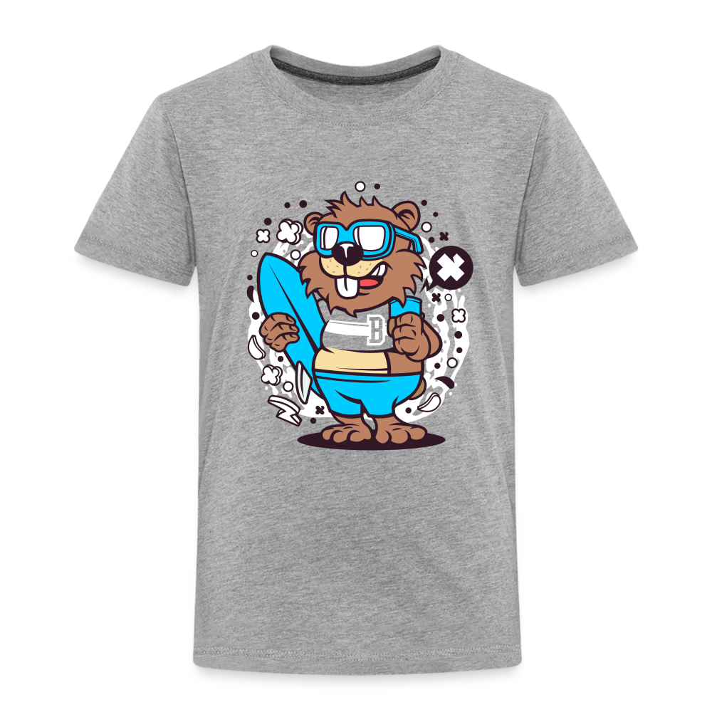 Maglietta Premium per bambini | Spreadshirt | Beaver Surfing - grigio melange