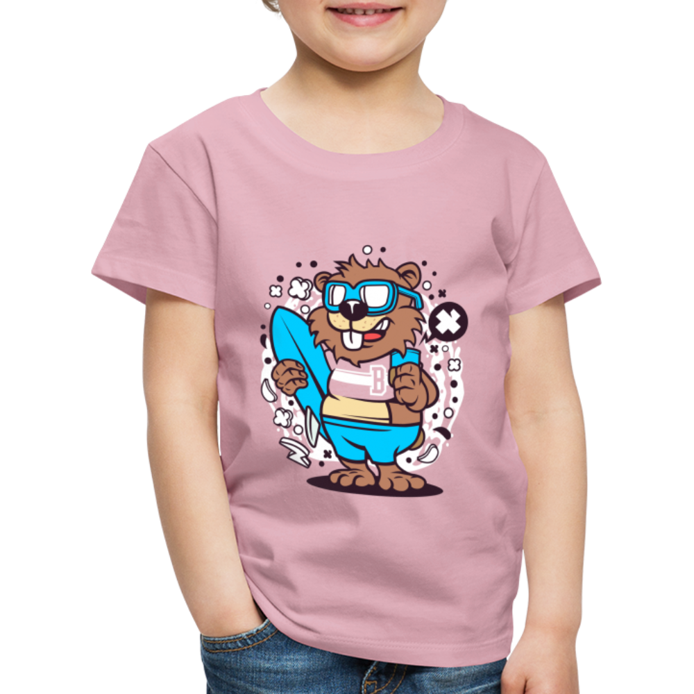 Maglietta Premium per bambini | Spreadshirt | Beaver Surfing - rosa chiaro