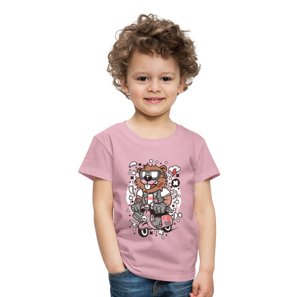 Maglietta Premium per bambini | Spreadshirt | Beaver Scooterist - rosa chiaro