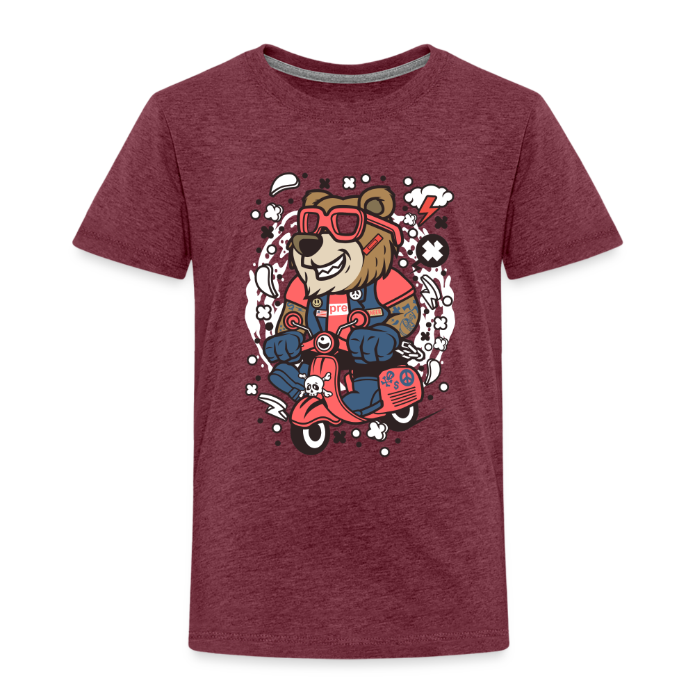 Maglietta Premium per bambini | Spreadshirt | Bear Scooterist - rosso bordeaux melange